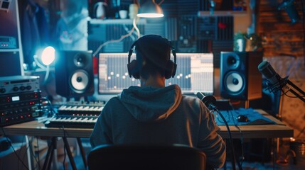 Podcast audio recording takes place in a garage at home by a young person.