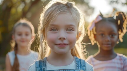 Canvas Print - Smiling Children Enjoying Outdoors