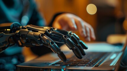 The Hands of a Programmer With a Disability Using a Prosthetic Arm to Work on a Laptop Computer. Specialist Swift and Natural Use of a Myoelectric Bionic Hand for Software Coding.