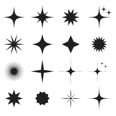 Star vector icon set. Star sparkle symbols. Stars collection. Sparkle vector icons. on white background.