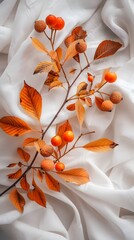 Wall Mural - A branch of fruit with orange berries on it