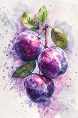 Wall Mural - Governors plum Fruit in Stunning Watercolor.