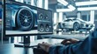 © Антон Сальников - A close-up computer screen with 3D customization software for a prototype car. Gaming experience for a person selecting the right wheels for a modern automobile at the dealership