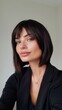 © marimalina - selfie influencer, white woman, straight black hair and bob cut
