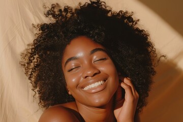 Beauty, self-care, and studio portrait of a woman with natural and wellness face routine. Cosmetic, health and African female model with a facial dermatology treatment by brown background