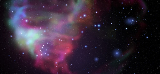 Wall Mural - Space vector background with realistic nebula and shining stars. Magic colorful galaxy with stardust