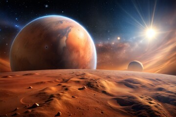 Wall Mural - alien planet, mars and planet.