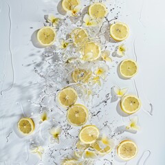 Wall Mural - A close up of a bunch of lemons and flowers