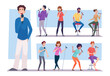 © ONYXprj - Standup comedy. Open mic joking show comedian characters in club stage exact vector cartoon illustrations