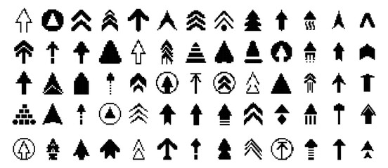 Fototapete - Black pixel arrow icons on a white background