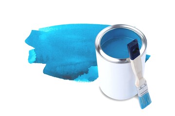 Wall Mural - Can with bright color paint and brush