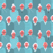 © irynaalex - Seamless background with senior people. Silhouettes of different elderly men and elderly women. Pattern with people icons. Crowd. Vector illustration in blue