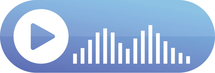 Modern play icon combined with audio wave graphics, isolated on a blue gradient background