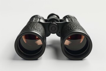 A pair of black binoculars with brown lens