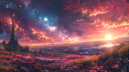 Wall Mural - an image of a mystical exposition on a remote planet