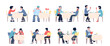 © LadadikArt - People in restaurant. Man woman drinking and eating, together and alone, choose meals in menu. Meeting on lunch or dinner, recent vector set