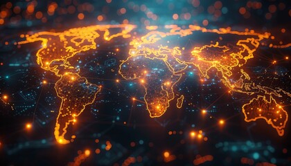 Wall Mural - a globe with a network of lights surrounding it by ai generated image