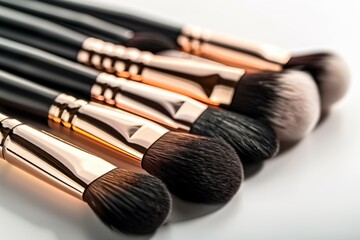 Poster - A close up of set of makeup brushes, including a large brush and a small brush