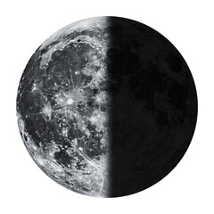 Wall Mural - Third Quarter Moon Phase Isolated on Transparent Background
