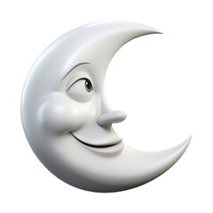 Wall Mural - Crescent Moon 3D Cartoon Isolated on Transparent Background
