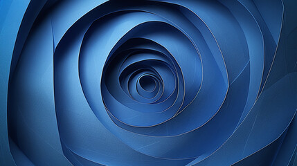 Wall Mural - 3D abstract background, multi-layered blue paper in spiral