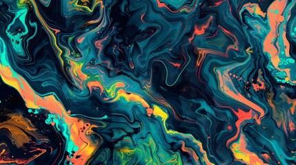 Sticker - Conceptual liquid tempera art with a glowing topographical map effect, abstract and random