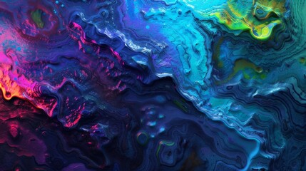 Sticker - Conceptual topographical map effect with a glowing, liquid tempera background, random color mix