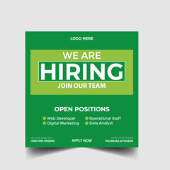 Wall Mural -  Hiring recruitment open job vacancy design vector social media post banner template or web banner layout
