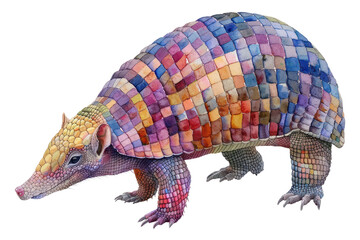 Wall Mural - Armadillo, Pastel-colored, in hand-drawn style, watercolor, isolated on white background