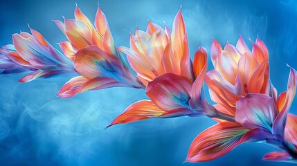 Wall Mural - a close up of a flower with a blue background