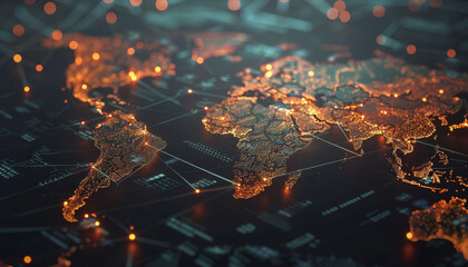 Wall Mural - a globe with a network of lights surrounding it by ai generated image