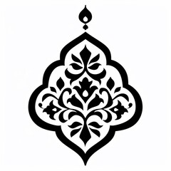 Sticker - black moroccan shape on white background