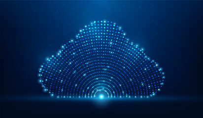Wall Mural - cloud data center digital technology dot on blue background. database computing online storage. vect