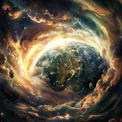 Wall Mural - god created the earth and the universe in the beginning