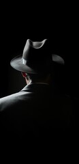 Canvas Print - Silhouette of an unknown man wearing a fedora hat