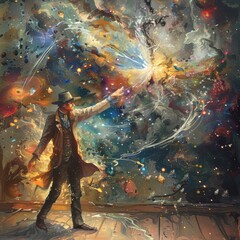 Wall Mural - the creator magician moving energy between the planes of reality