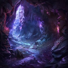 Wall Mural - underground cave with danger spikes traps