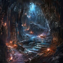 Wall Mural - underground cave with danger spikes traps
