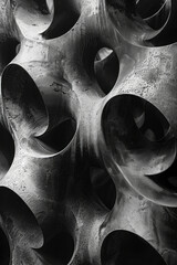 Poster - A pattern of black and white ellipses, overlapping and intersecting to form a complex and visually engaging design,