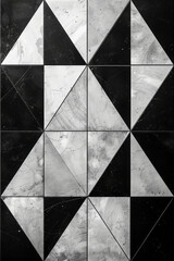 Leinwandbilder - An arrangement of black and white triangles, forming a fractal-like pattern with recursive shapes,