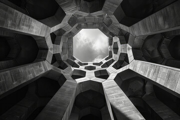Leinwandbilder - A sequence of black and white octagons, arranged to create a sense of symmetry and balance,
