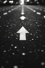 Poster - A grid of black and white arrows, all pointing in different directions to create a sense of chaos and movement,