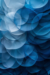 Aufkleber - A series of overlapping circles with a gradient transition from light blue to deep navy, creating a sense of depth and calm,