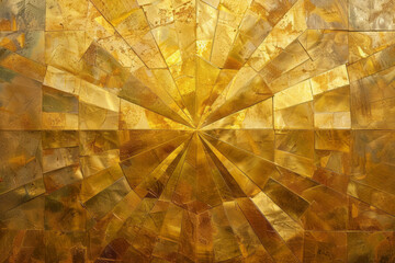 Aufkleber - Triangles arranged in a radial pattern, each with a gradient from soft yellow to vibrant gold, creating a sunburst effect,