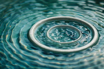 Aufkleber - Concentric circles with a gradient transition from icy white to deep teal, creating a sense of coolness and tranquility,