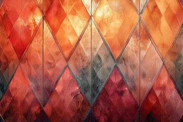 Aufkleber - A pattern of diamonds with gradients moving from light peach to burnt orange, adding warmth and energy,
