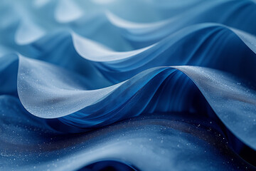 Aufkleber - Wavy lines with a gradient transition from pastel blue to deep indigo, creating a sense of fluidity and motion,