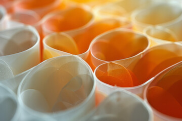 Leinwandbilder - A pattern of ovals with a gradient from soft peach to deep orange, adding a sense of warmth and energy,