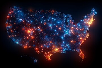 Wall Mural - a map of the united states with a lot of stars on it