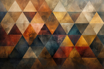 Leinwandbilder - Overlapping triangles with a gradient from light beige to dark chocolate, creating a warm and inviting design,